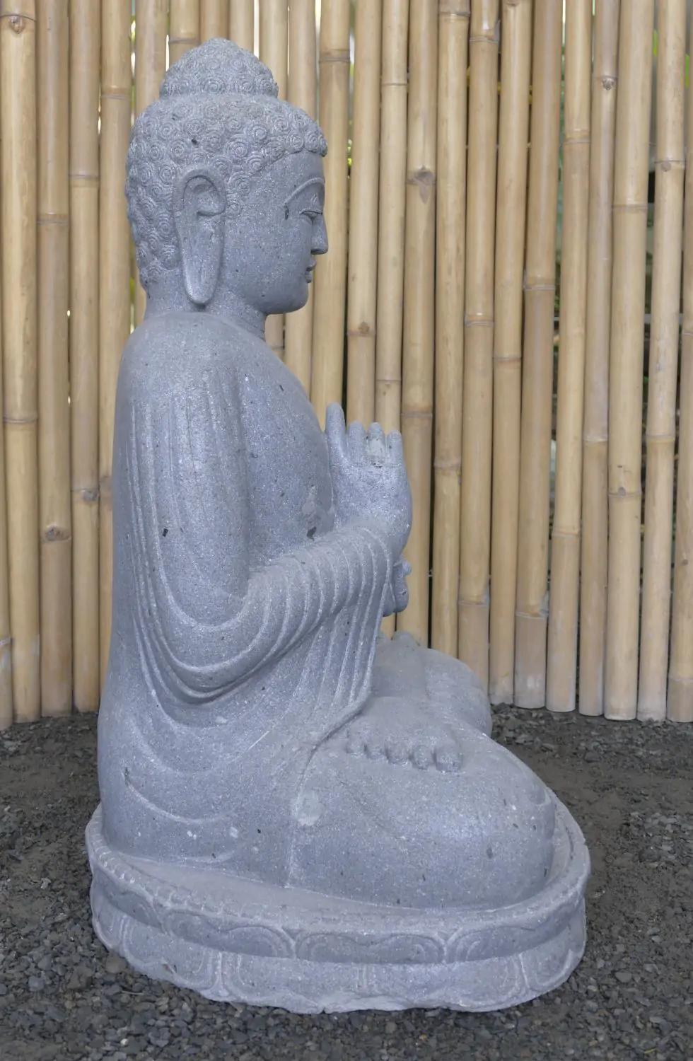  Product image 6 of the product “Seated Buddha, position Dharmachakra, 66 x 51 x 95 cm, riverstone grey ”
